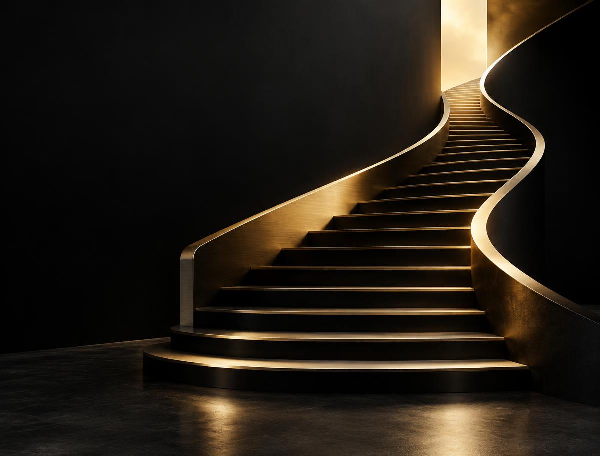 Golden staircase representing business growth
